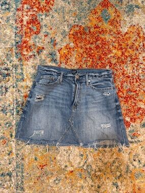 GAP Light Blue Distressed Denim Mini Skirt